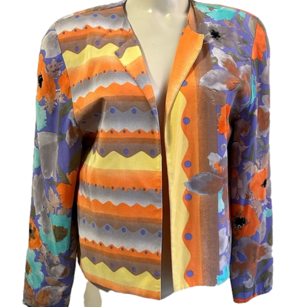 A. C . Sport VTG art-to-wear lightweight open front blazer SZ 10 - Picture 6 of 15